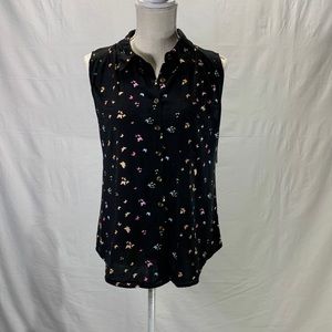 No Boundaries Button Down Black Butterfly Tank Top Size Medium NWT
